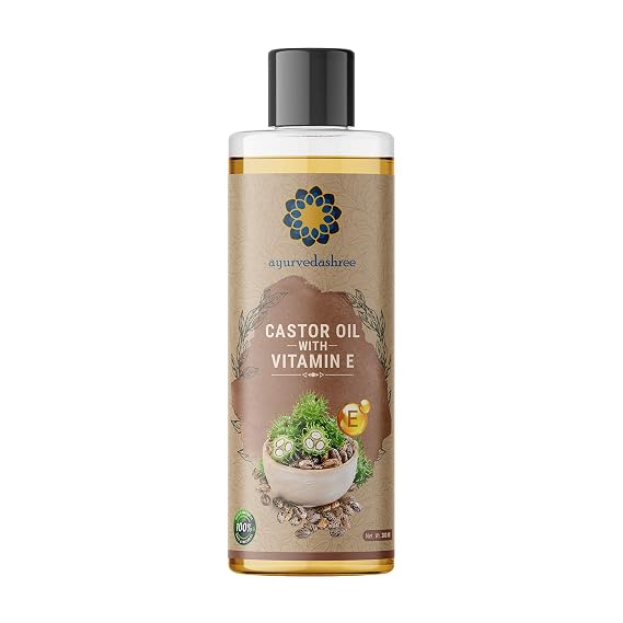 AYURVEDASHREE 100% Pure Cold-Pressed Castor Oil with Vitamin E 200 ML, 6.76 fl oz - Conditioning & Healing, For Dry Skin, Hair Care, Coldpressed Castor Oil with Vitamin E