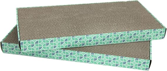 Kitty City Cat Scratcher 2-Pack Durable Corrugated Cardboard Scratch Pads with Catnip Double-Sided for Longer Use, Cat Claw Maintenance & Furniture Protection - Size: 10" x 18"