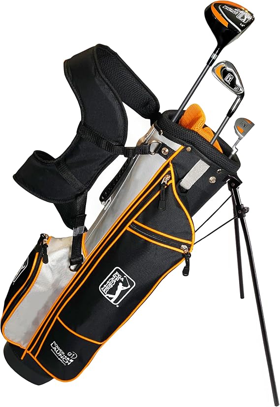 PGA Tour Youth Golf Club Set for Ages 8-12 & 12+ (48510), Right and Left-Handed Kids Golf Sets Beginner Junior Golf Clubs with Lightweight Stand Bag, Mallet Putter, Hybrid, Driver