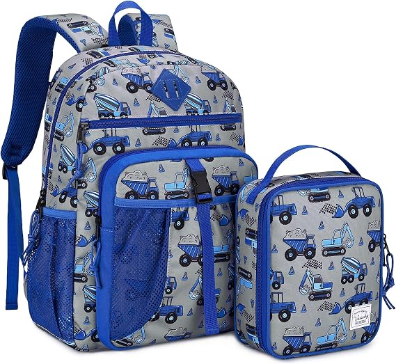 VASCHY Kids Backpack, School Bag Lunch Bag Set for Boys Girls 2-1 School Bookbag Insulated Lunch Box for Preschool,Kindergarten,Elementary