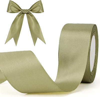 30 Yards Green Satin Ribbon 1 12inch, Craft Fabric Ribbon Bulk Solid Roll for Gift String Ribbon for Craft, Flower Bouquets, Floral Arrangement, Gift Wrapping, Bow Making,Wedding Party Decoration