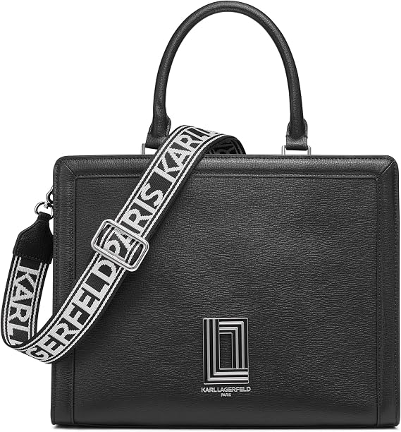 KARL LAGERFELD Women's Simone Tote Bag with Adjustable Strap, BLACK, One Size