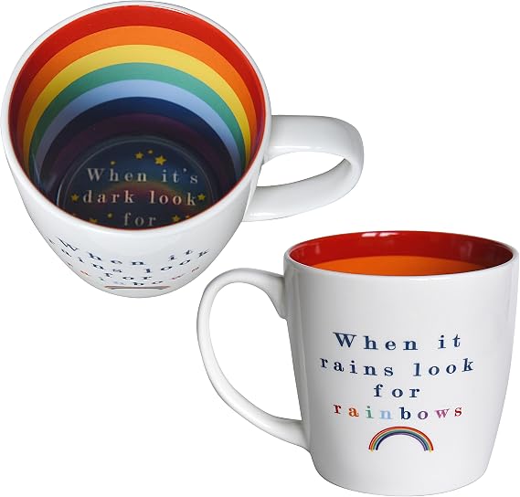 Two Up Two Down Inside Out Rainbows Mug - Pattern Inside and Out