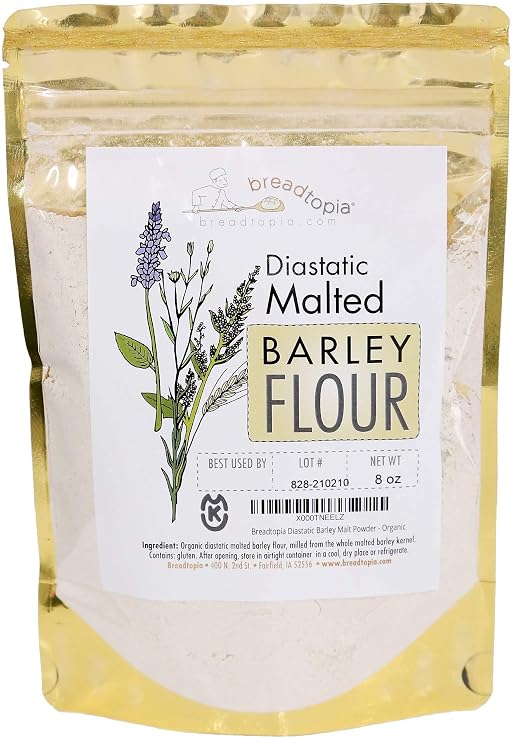Breadtopia Organic Diastatic Malt Powder 8 oz. | Non-GMO Malted Barley Flour | No Additives, No Sugar, No Fillers | Milled from Whole Malted Barley Kernel |