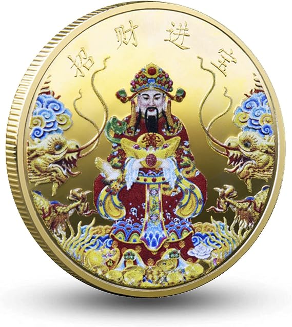 Chinese God-of-Wealth May Money and Treasures Come Generously to You Lucky Coin Lottery Ticket Scratcher Tool - Chinese Good Luck Charms Challenge Coin