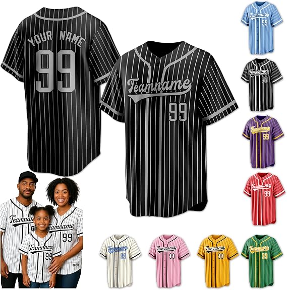 Custom Baseball Jersey for Men Women Youth Personalized Pinstripe Baseball Shirts Stitched Name Number Logo