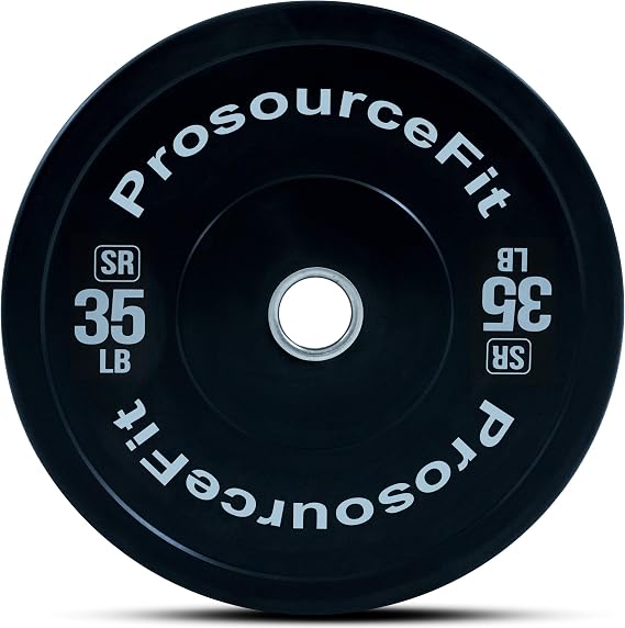 ProsourceFit Solid Rubber Bumper Plates (Sold Individually) with Steel Insert, for Strength Training and Cross Conditioning, Power Lifting