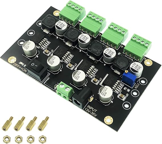4 Channels LM2596 DC to DC Buck Converter Input 13-35V to 3.3V/5V/12/Adjustable Voltage Simultaneous Power Supply