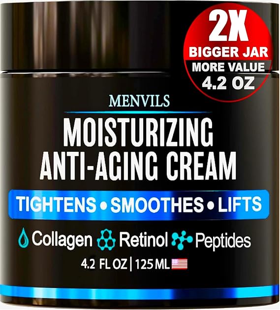 Mens Face Moisturizer Cream - Anti-Aging & Wrinkle Cream, Non-Greasy 4.2 OZ