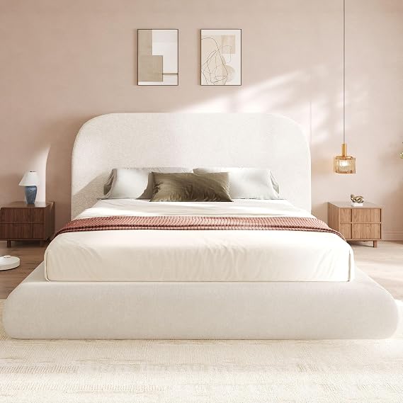 DWVO King Size Bed Frame, Curved Arched Soft Cloud Bed with Headboard