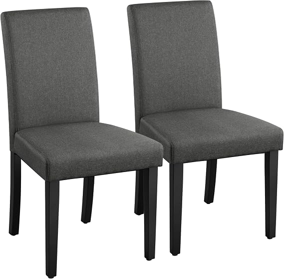 Yaheetech Dining Chairs Set of 2 Upholstered Kitchen Chair Fabric Dark Gray