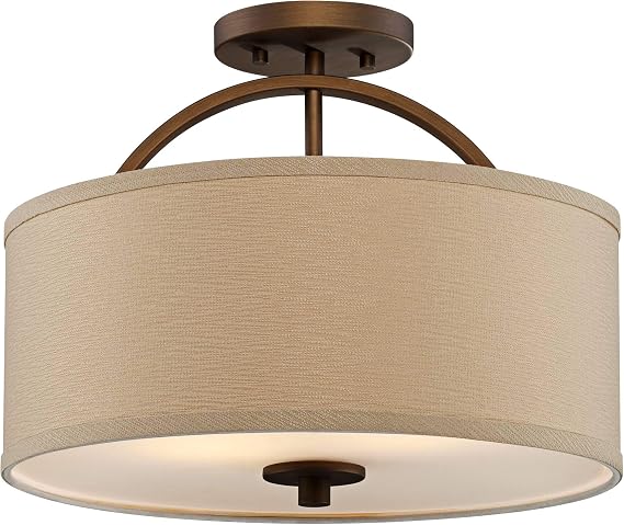 Halsted 15" Wide Brushed Bronze Semi-Flush Mount Ceiling Light Fixture