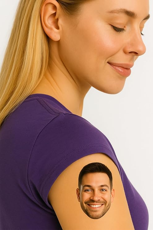 Custom Temporary Tattoos with Face Waterproof Personalized Fake Tattoos for Adults, Bachelorette Party or Birthday Funny Name or Text Design Easy to Apply