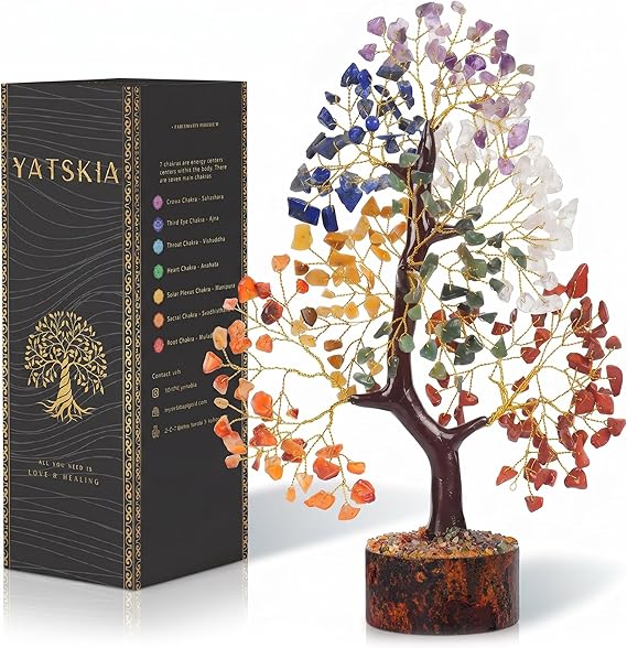 YATSKIA 7 Chakra Crystal Tree of Life - Birthday Gifts for Women | Healing Crystal Money Tree for Home, Office, Feng Shui & Meditation Decor | Crystals Gifts for Mom