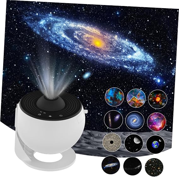 DOITOOL Night Light and Moon, Stars, Nebula Patterns Nebula Star Projector with 360° Rotatable Projection Angle Modern White Abs+pc Material Space
