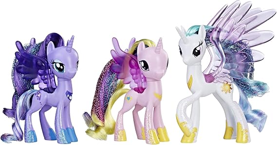 My Little Pony Princess Celestia, Luna, and Cadance 3 Pack - 3" Glitter Unicorn Toys with Wings from The Movie