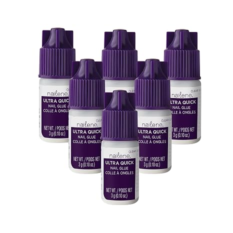Nailene Ultra Quick Clear Nail Glue, 6-Pack Fast-Bonding Adhesive