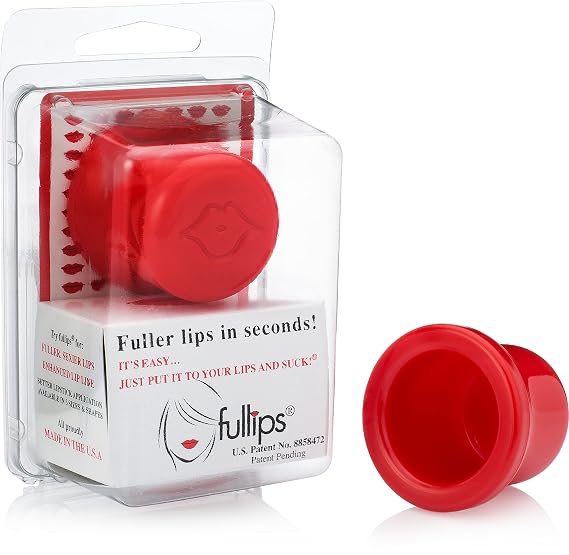 Lip Plumper Tool - Large Round with Bonus Small Oval Enlarger - Self Suction Plumping Device For Fuller Lips - Plump in Seconds - Natural Instant Lip Enhancement Kit - Red Plastic Plumpers