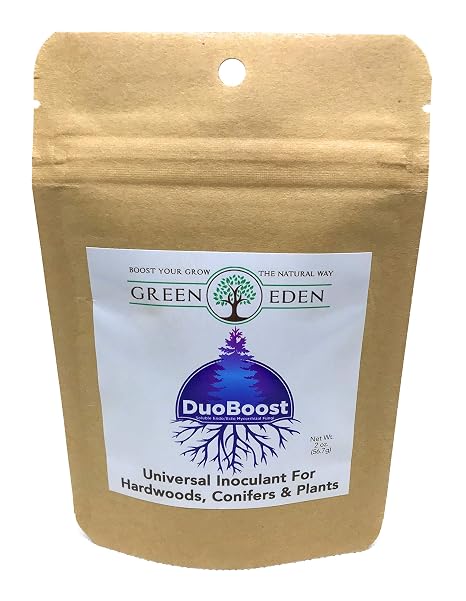 GreenEden DuoBoost Soluble Endo/Ecto Mycorrhizae (9 Species) Universal Root Inoculant for Hardwoods - Conifers - Plants - 2oz. Mycorrhizal Fungi - Beneficial Bacteria - Living Soil Builders