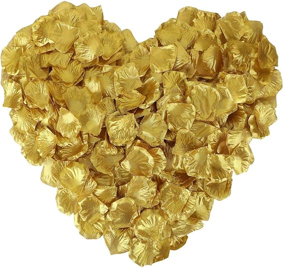 PASYOU Silk Petals, Artificial Rose Flower Petal Vase Home Decor Wedding Bridal Birthday DIY Decoration Garden Party Ceremony Wholesale - Gold 1000 Pcs