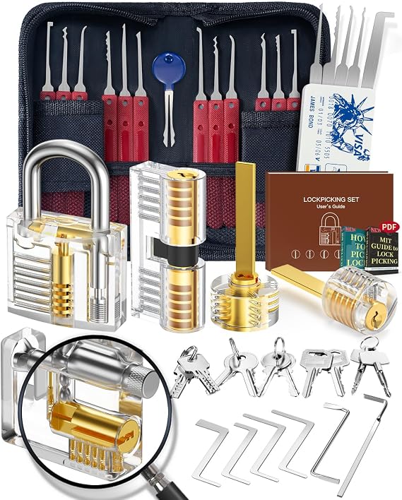 37+5 Piece Lock Picking Set, [2024 Newest Pioneer Edition & New Lockpick Experience] Eventronic Lock Picking Tool Kit with 5 Transparent Training Padlocks, Manual for Beginner and Pro Locksmiths