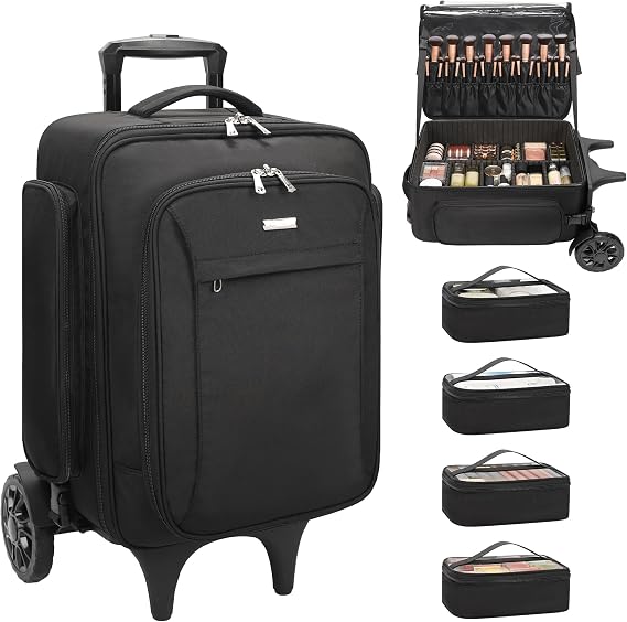 Relavel Rolling Makeup Case with 4 small bags for Makeup Artist