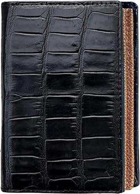 HATA Black Brown Mens RFID AIIigator Vertical Bifold Wallet Large Capacity Leather Credit Card Holder with 13 Card Slots Flip Out ID Window Christmas Birthday Gift for Dad Husband Brother DUN16