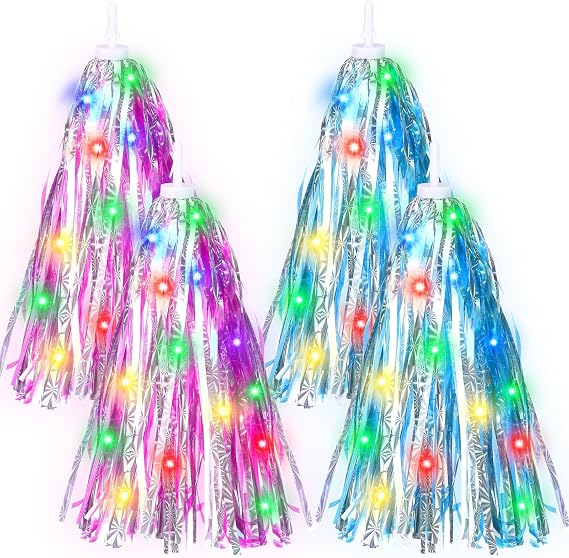 Wavwavw 4 Pcs Bike Tassels Streamers for Girls Bike Handlebar Scooter Kids