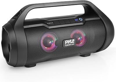 Pyle Wireless Portable Bluetooth Boombox Speaker- 40W Max 2.0CH Rechargeable Boom Box Speaker Portable Barrel Loud Stereo System with AUX InputUSBSDFm Radio, 3 Subwoofer, Voice Control - PBMWP185