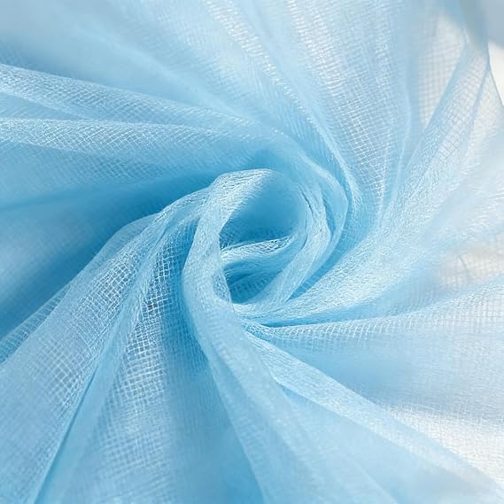 Premium Polyester Tulle Fabric, 2M x 1.6M Light Blue Sheer Mesh Netting for DIY Sewing Crafts Wedding Decor, Lightweight Decorative Material for Veils Costumes Party Backdrops
