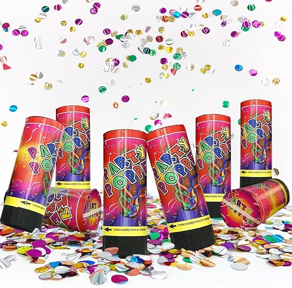 8 PCS Confetti Poppers Cannons for Wedding Birthday Graduation Baby Shower Fun Party Supplies Decorations and Favors
