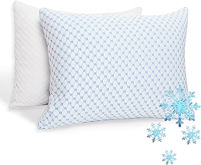XWZO Cooling Pillow 2 Pack Pillows Queen Size Set of 2, Shredded Memory Foam Pillows Adjustable Gel Bed Pillows for Side Back Stomach Sleepers with Washable Removable Cover