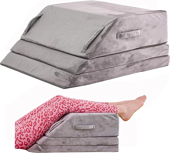 Wedge Pillow for Sleeping, Bed Wedge Pillow for After Surgery 3-Height Memory Foam Leg Elevation Pillow for Swelling Back Pain Relief Sciatica Knee Ankle Pain Bed Support Legs L 24"