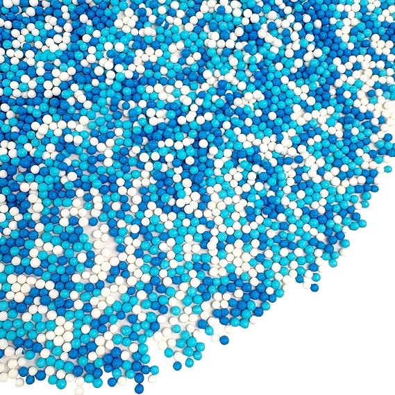 Blue White Pearl Sugar Sprinkles 2mm Blue Sprinkles for Cake Decorating