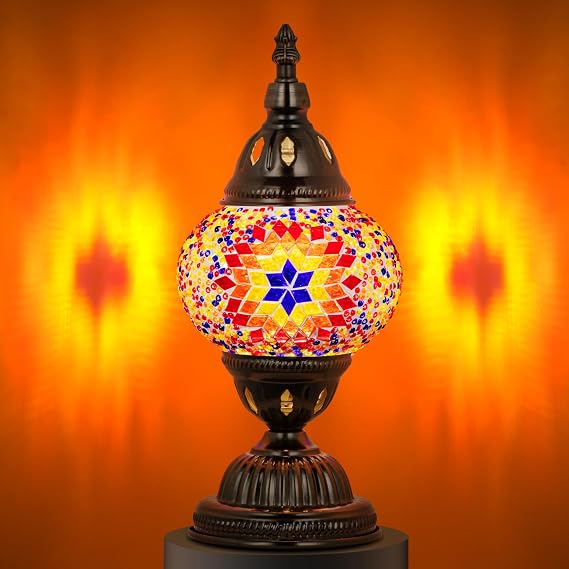 Marrakech Turkish Mosaic Lamp Stained Glass Table Lamp with Tiffany Style