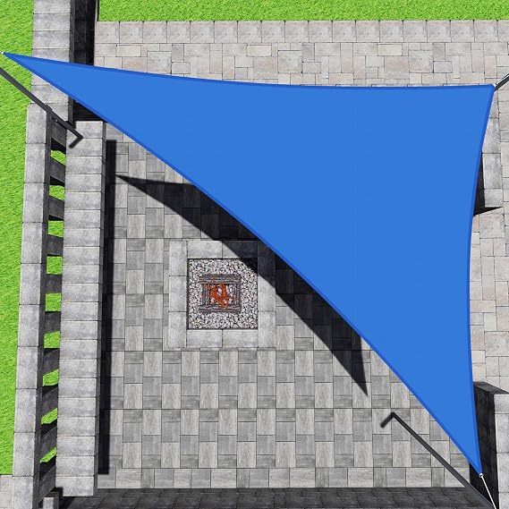 Patio Paradise 8' x 8' x 11.3' Blue Sun Shade Sail Triangle Right Canopy Shade Cloth for Garden, Heavy Duty Pergolas Cover UV Blocking Fabric for Outdoor Backyard Deck Pool