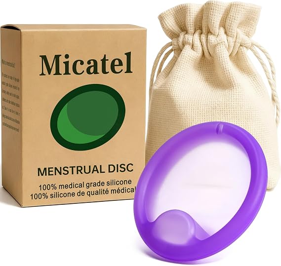 Soft Menstrual Disc Reusable Medical-Grade Silicone Period Disc | Leak-Free 12H Protection, Eco-Friendly Organic Tampon Alternative for Women (Purple, Regular)
