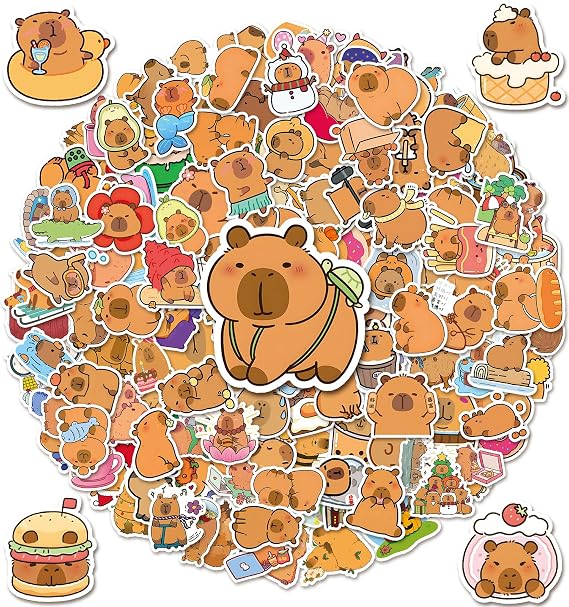 200pcs Cute Kawaii Vinyl Stickers, Funny Chill Rodent Decals for Laptop Guitar Suitcase DIY Water Bottle Stickers Waterproof Animals Sticker for Adults Teens Kids Classroom Prizes