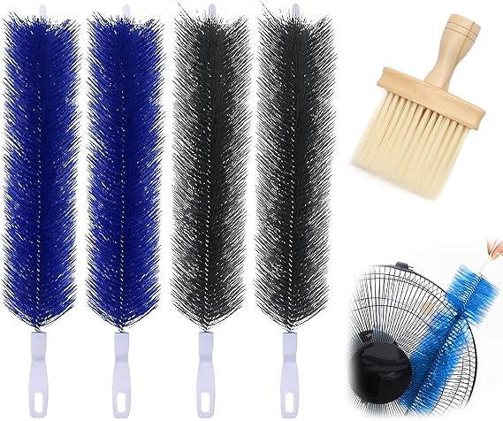 4 Pcs Fan Cleaner,Bendable Fan Duster, with a Small Dusting Brush,Fan Brush,for Cleaning,Dust-Removing,Fan Cleaning Brush Suitable for Floor Fans,Exhaust Fns,AC Vents,Curtains,Blinds,(Blue)