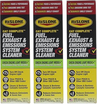 Rislone Cat Complete Fuel, Exhaust & Emissions System Cleaner, Check Engine Light Medic 3 Pack