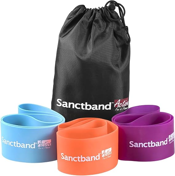 Active 3 in 1 Loop Band Amber/Purple/Teal Loop Band Kit (Medium, Heavy, Extra Heavy) Resistance Training