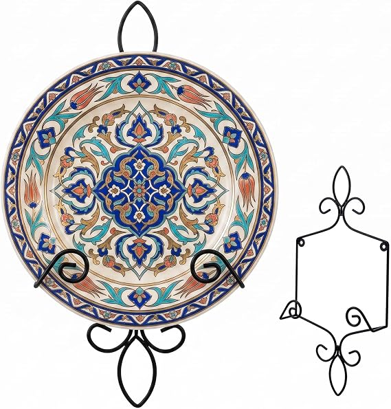 MyGift 9-13 Inch Black Metal Wall Plate Hanger Decorative Display Rack