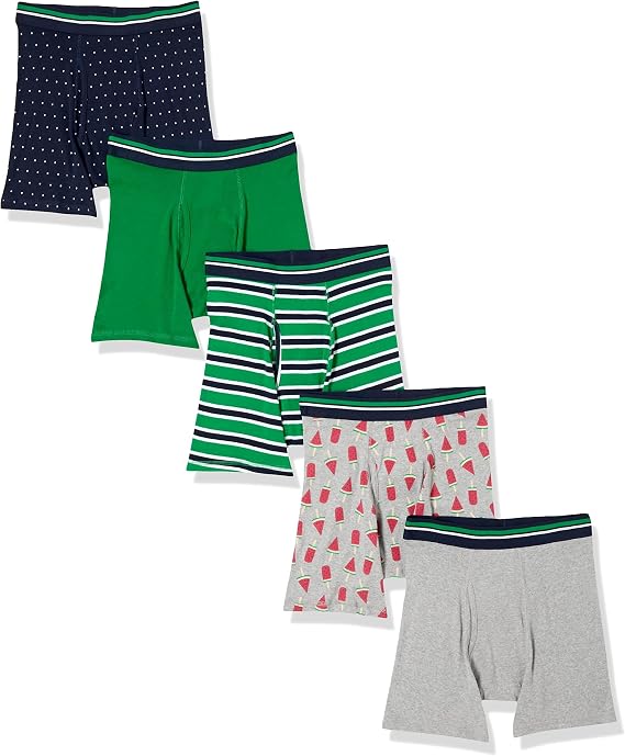 Amazon Essentials Men's Breathable Cotton Boxer Briefs, Tag-Free, Pack of 5