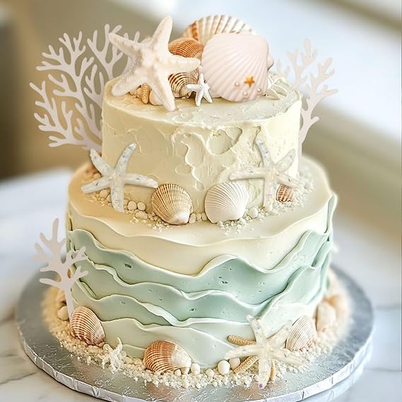 Beach Seashells Cake Decorations Under the Sea Cake Topper