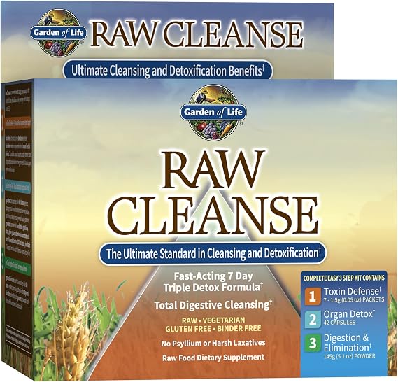 Detox Cleanse by Garden of Life - Raw Cleanse Fast-Acting 7 Day Cleanse and Detox Formula for Immune System Support, Liver Cleanse and Toxin Removal - Powder and Capsules - Fiber, Greens, Probiotics
