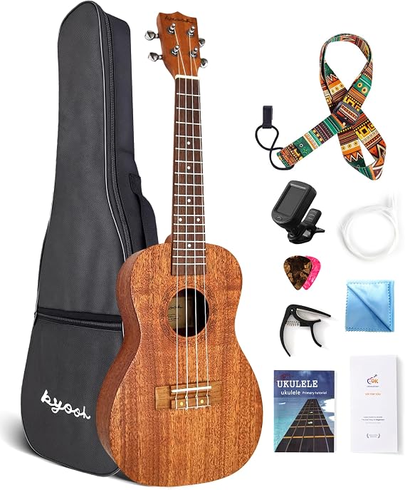 Soprano Ukulele Beginner Mahogany 21 Inch Ukelele All-in-One Kit