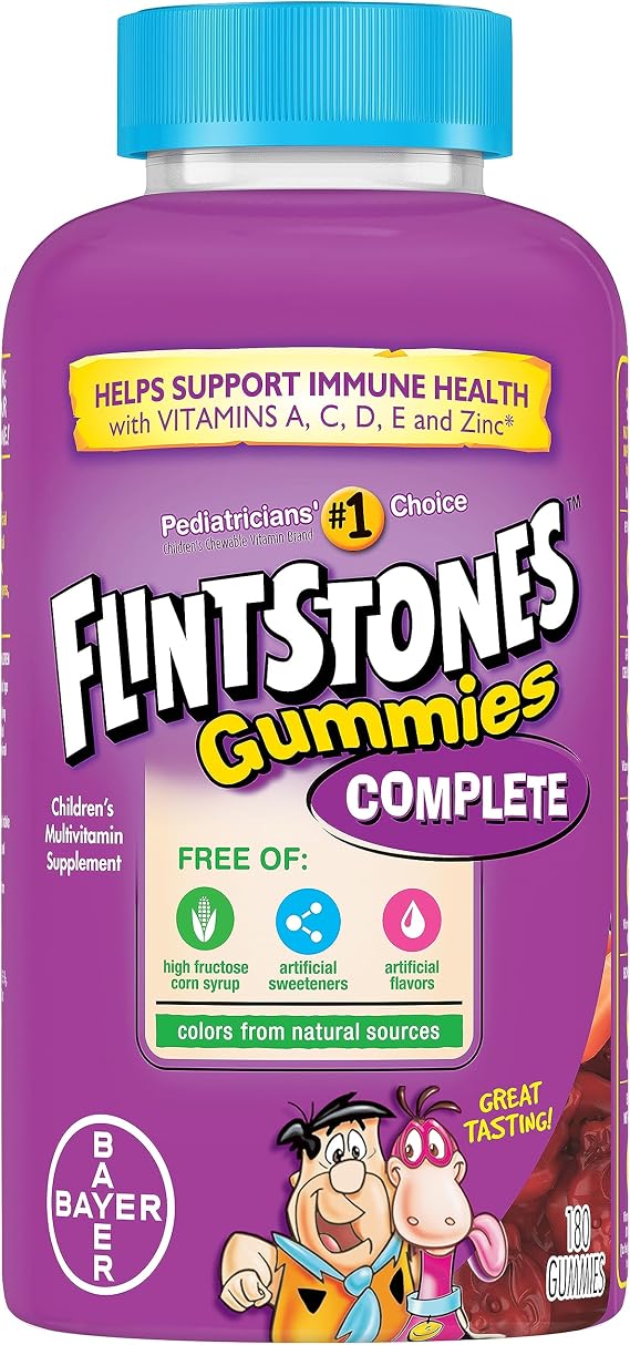 Flintstones Vitamins Complete Gummies, Kids Vitamins for Toddlers and Children, Kids Multivitamin Gummies with Vitamin A, B6, B12, C, E & Zinc, 180 Count