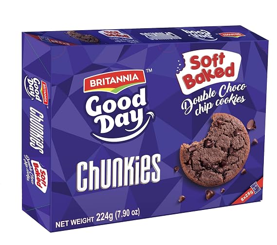 BRITANNIA Good Day Chunkies 7.90oz (224g) - Soft Baked Double Chocochips Cookies - Healthy, Delicious & Crispy (Pack of 1)