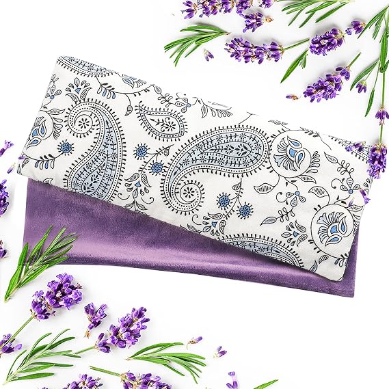 Hihealer Lavender Eye Pillow for Relaxation, Yoga, Sleep, Weighted Eye Mask | Aromatherapy Eye Mask for Sleeping Meditation, Microwave Heat Compress for Headache Sinus, Spa Gifts for Women,Wellness Gifts