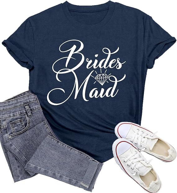 Womens Bride Shirt Bridesmaid T-Shirts Bachelorette Party Tee Tops